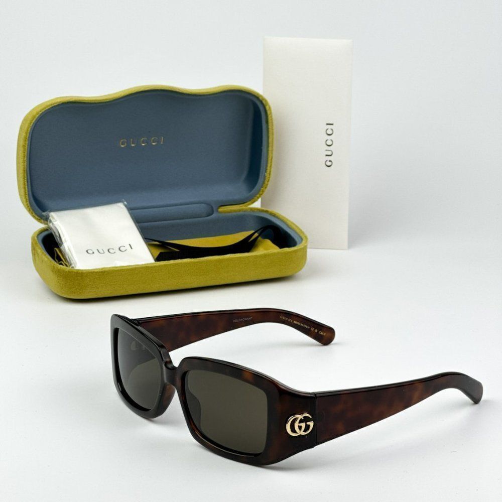 NEW Gucci GG1403S 002 Dark Havana Brown Unisex Rectangle Sunglasses GG 1403S - Picture 10 of 11